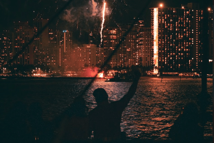 fireworks over a body of water