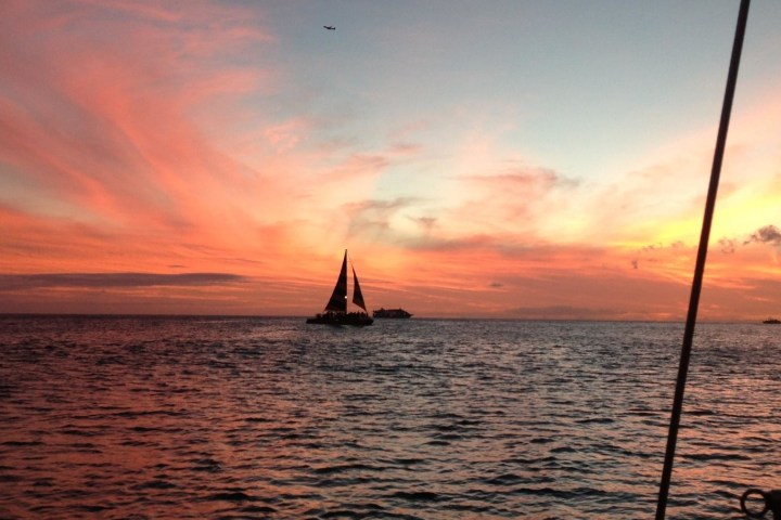 a sunset over a body of water