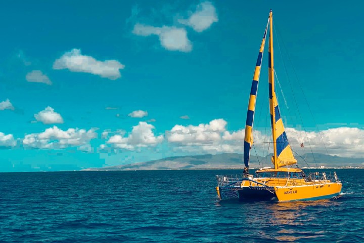 a small boat in a large body of water